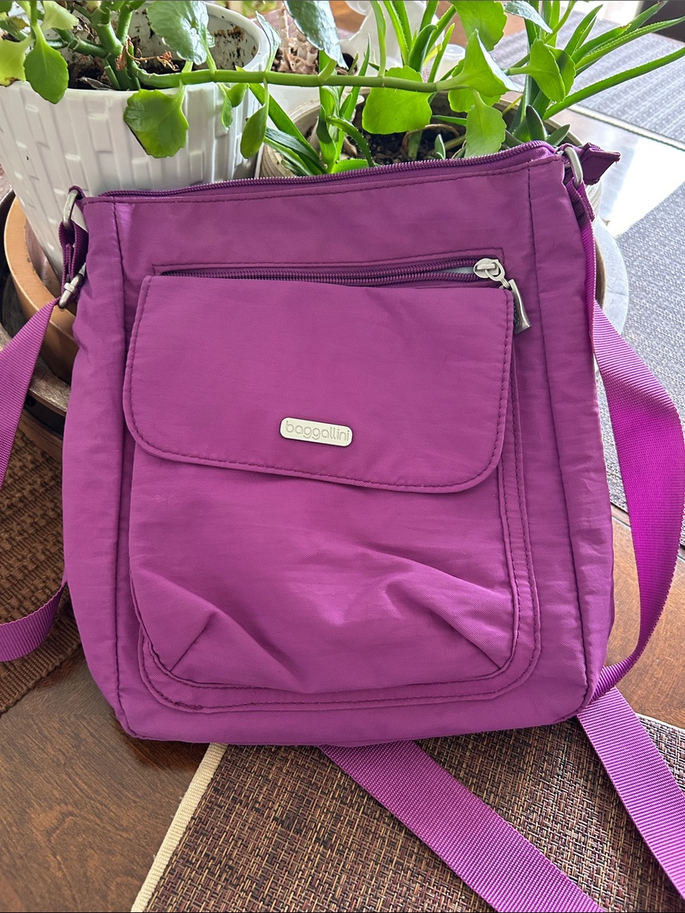 Baggallini Magenta Nylon Crossbody Bag